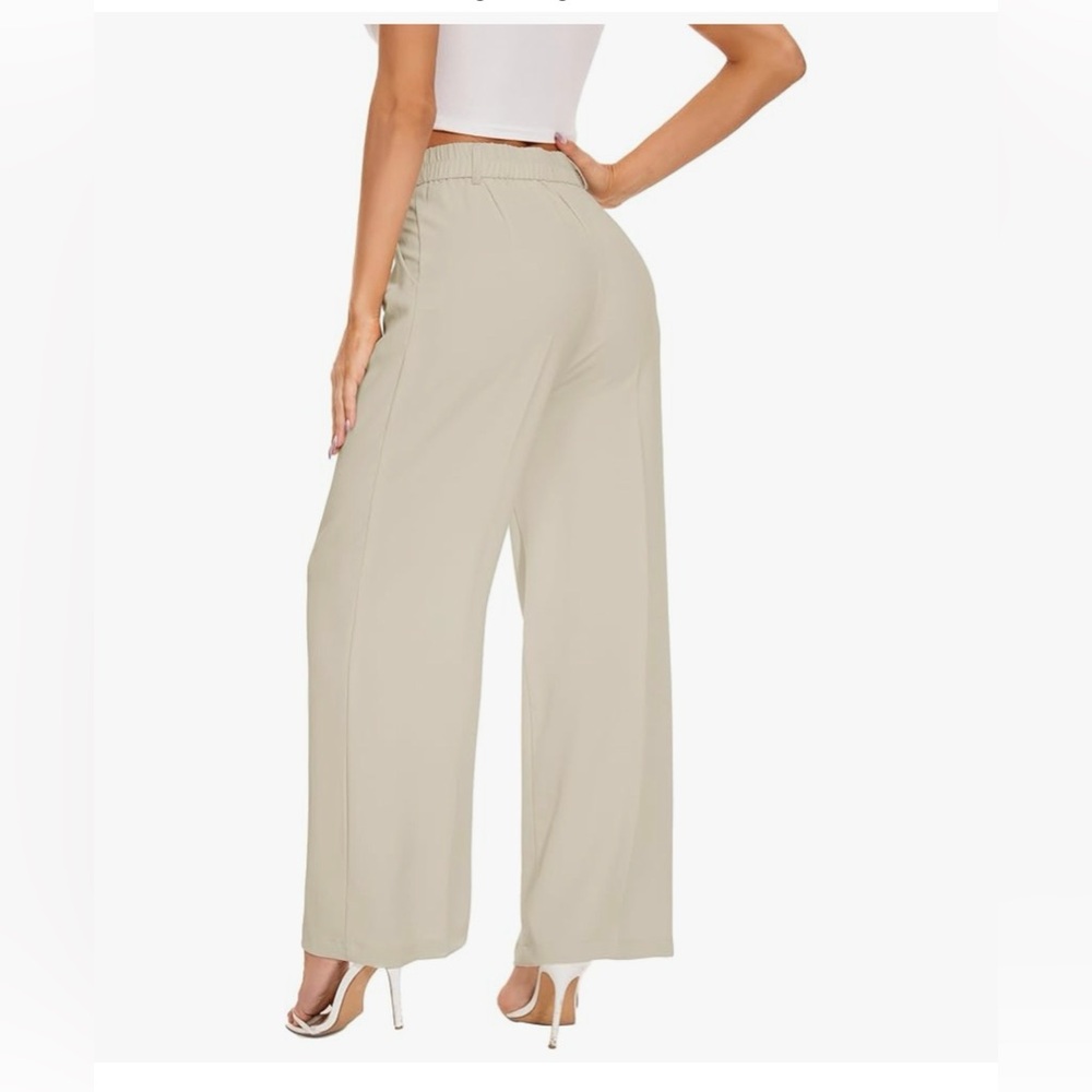 NWT Wide Leg Women's High Waisted Long Pants Cream Sz M